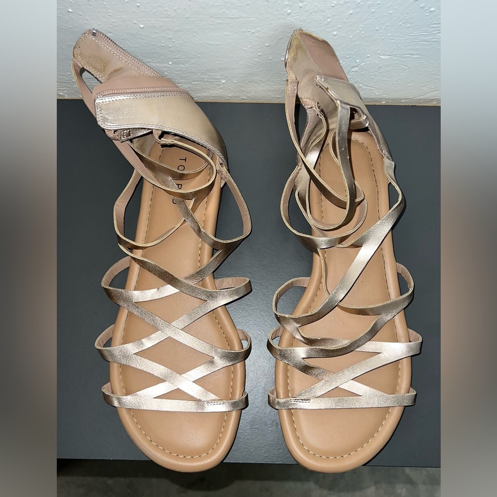 Torrid rose gold strappy gladiator sandals. Size 10W